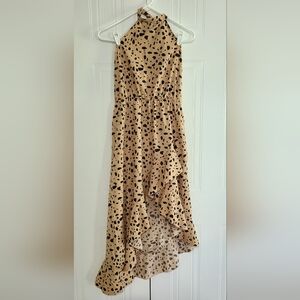 SHEIN Tan and Black Polka Dot Dress